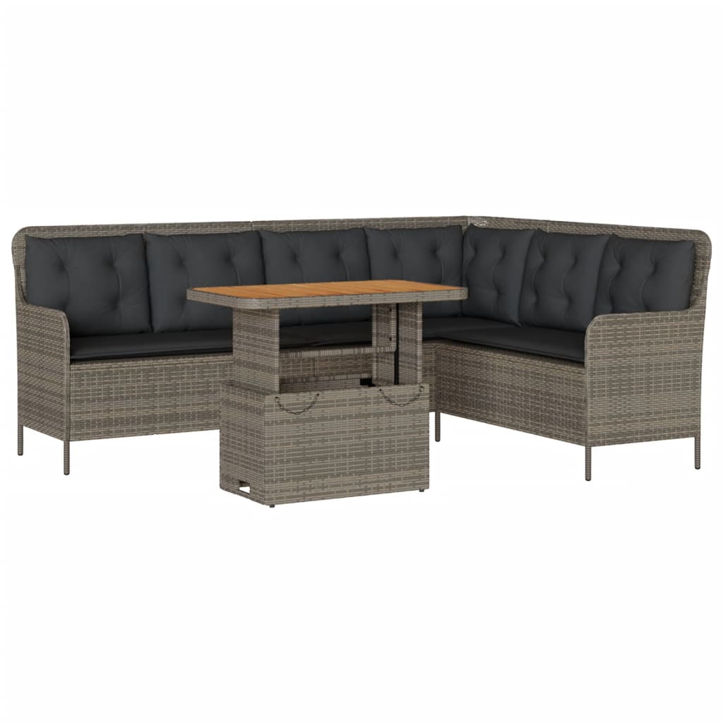 2 részes szürke polyrattan kerti kanapészett párnákkal 2 részes szürke polyrattan kerti kanapészett párnákkal