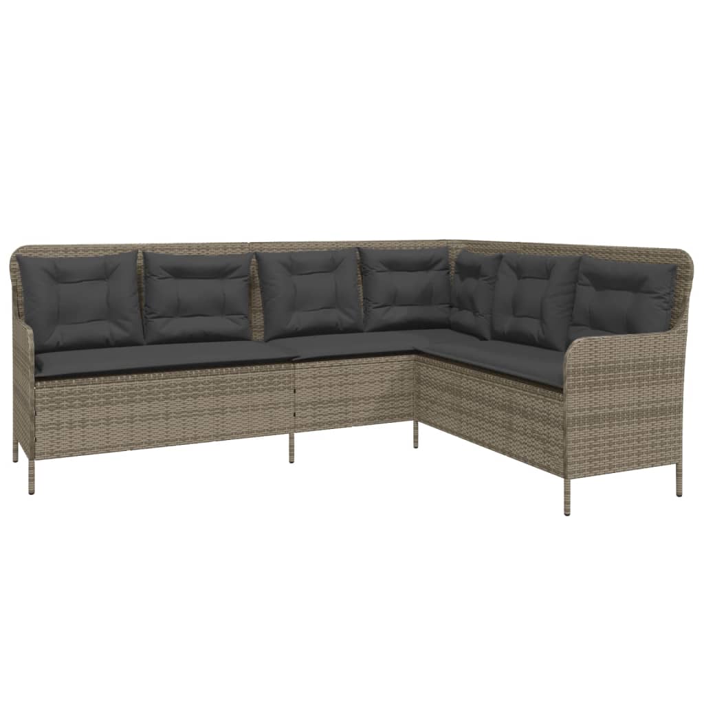 2 részes szürke polyrattan kerti kanapészett párnákkal 2 részes szürke polyrattan kerti kanapészett párnákkal