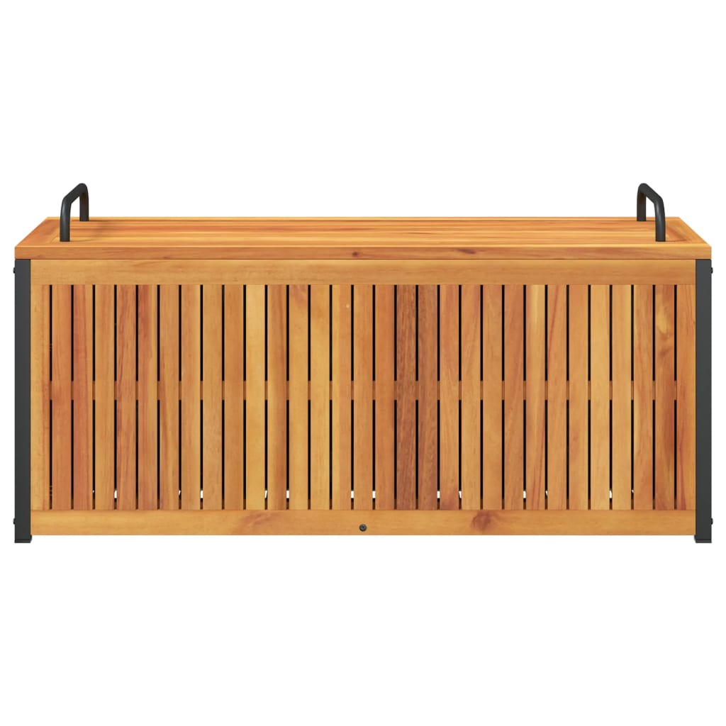 Tömör akácfa és acél kültéri párnatartó láda 110x45x42/53 cm