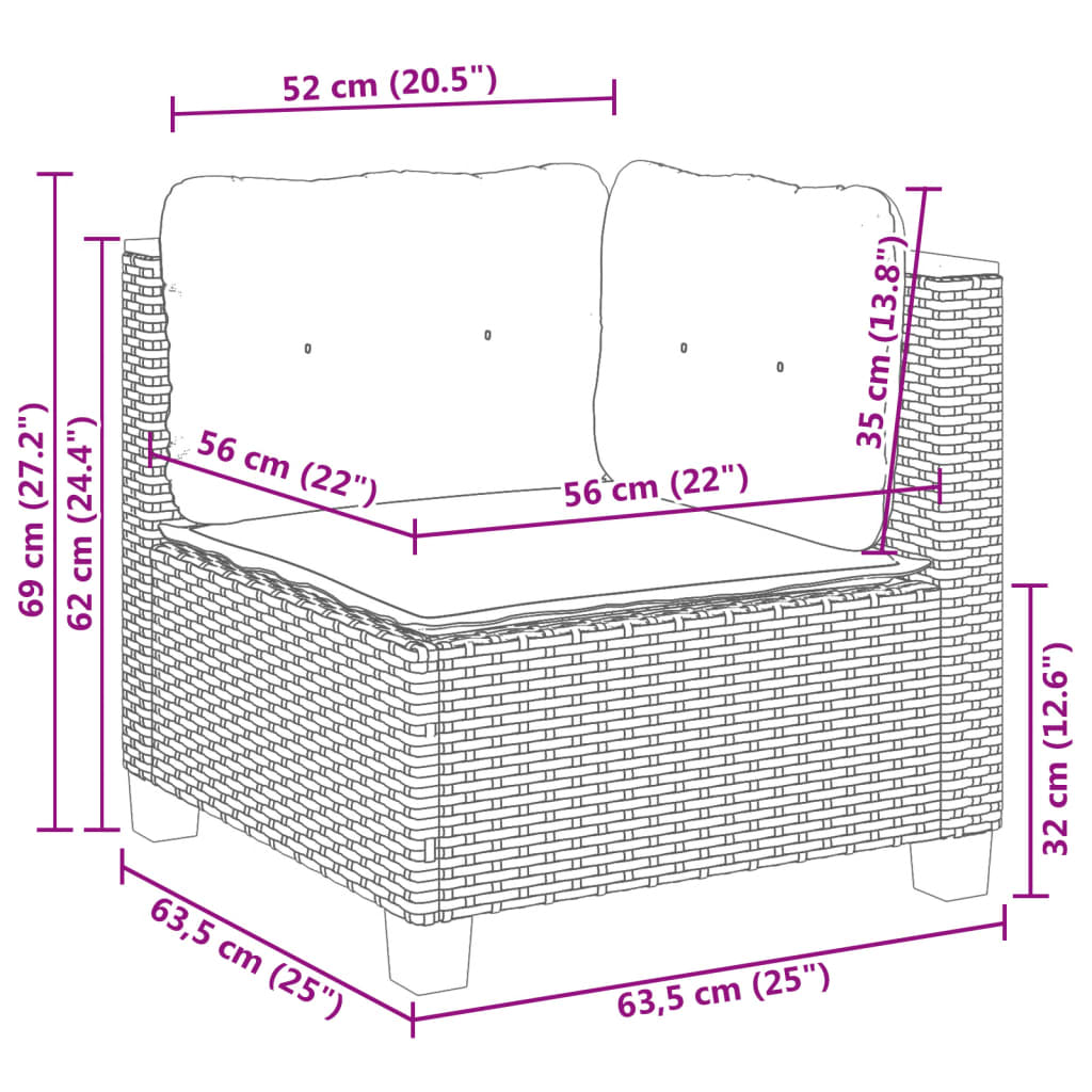 9 részes szürke polyrattan kerti ülőgarnitúra párnákkal