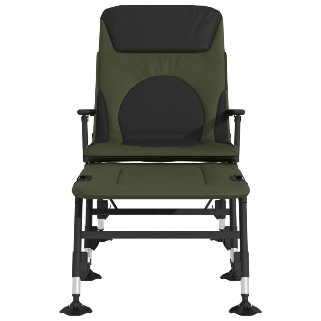 Zöld összecsukható horgászágyszék állítható sárgyűjtő lábbal
