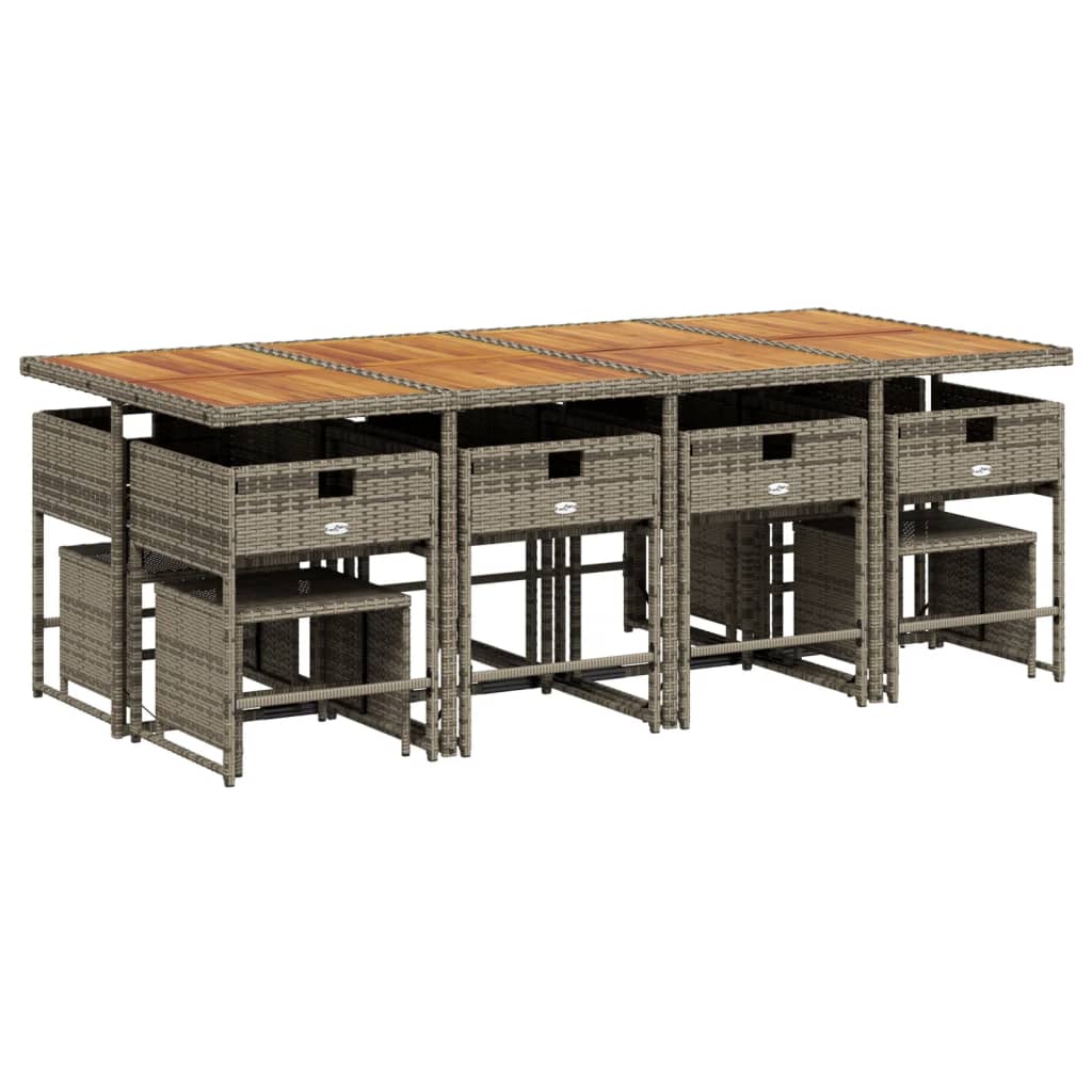 13 részes szürke polyrattan kerti ülőgarnitúra párnákkal