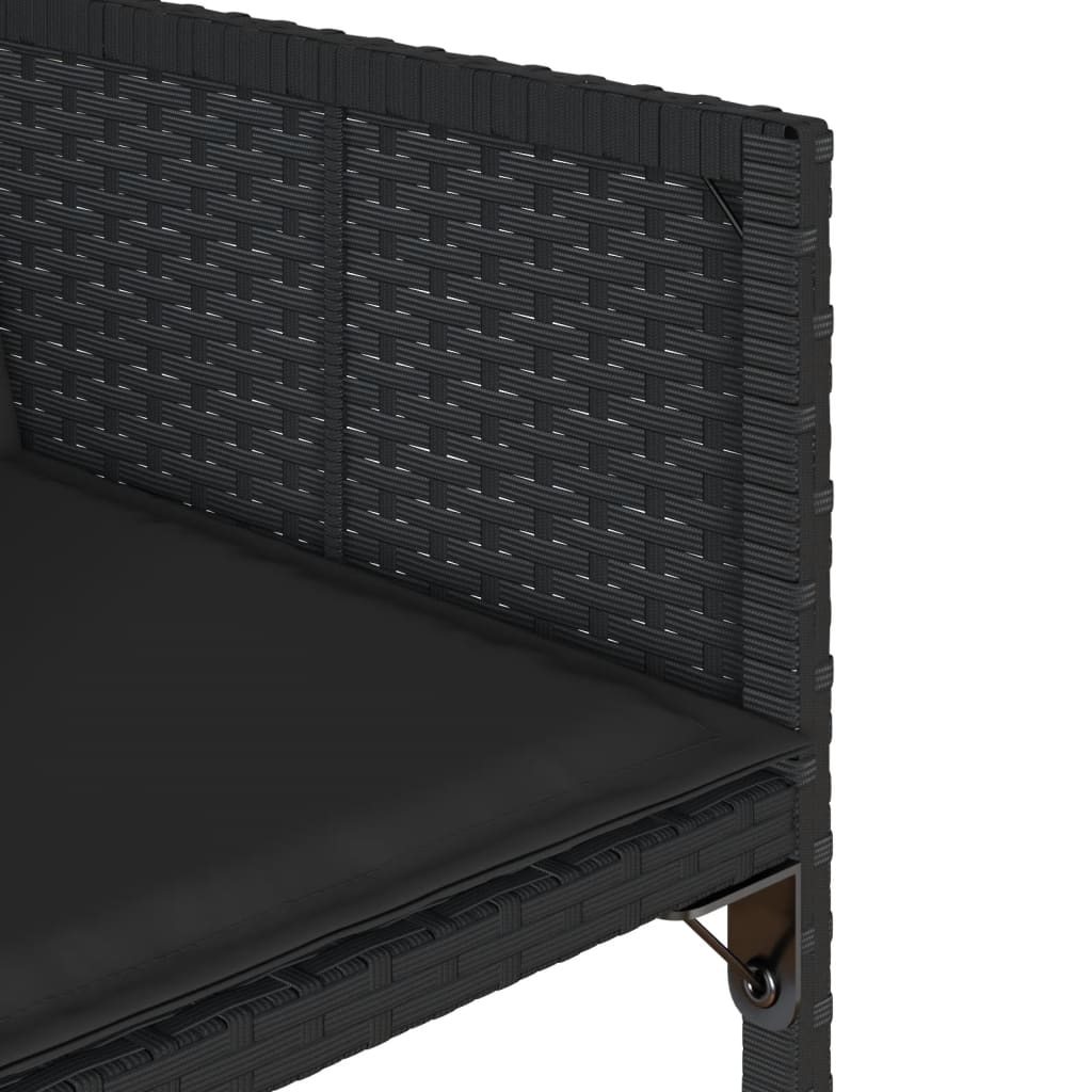 17 részes fekete polyrattan kerti étkezőgarnitúra párnákkal