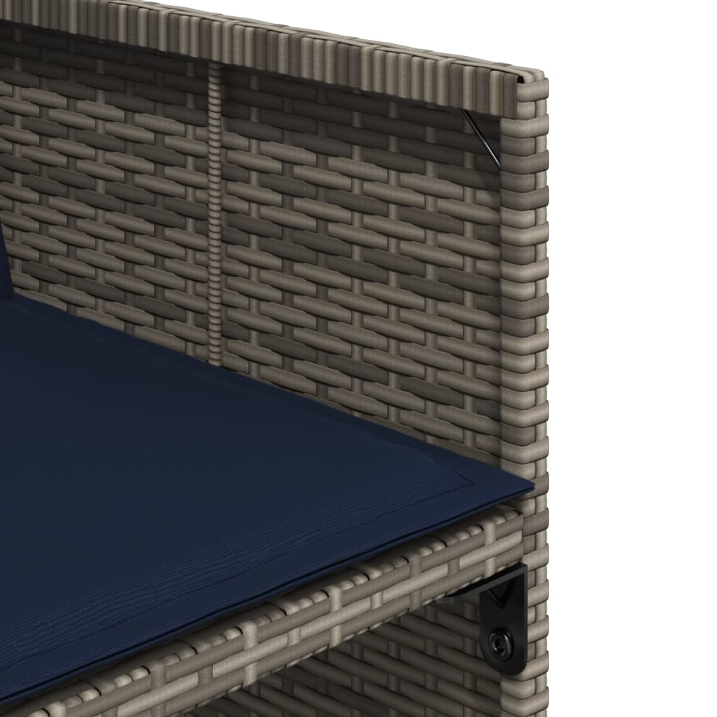 13 db szürke polyrattan kerti étkezőgarnitúra párnákkal