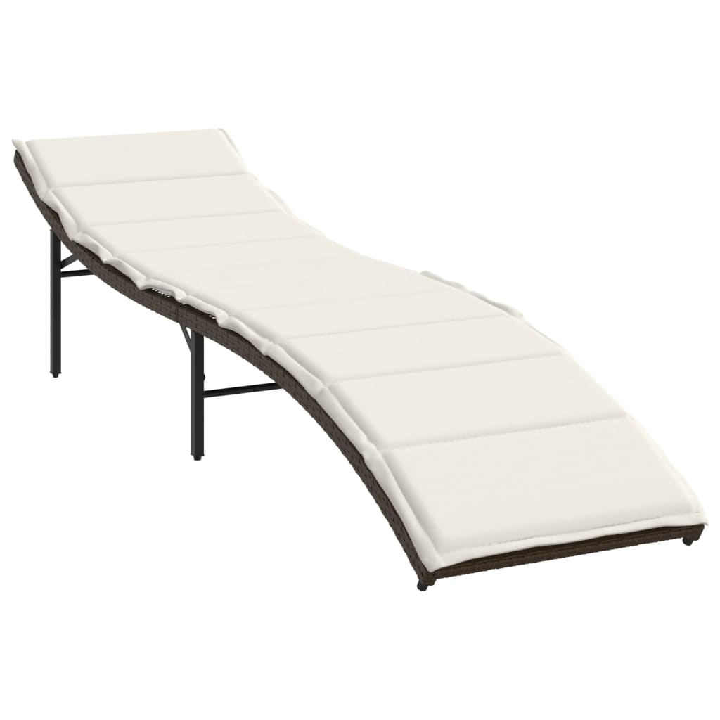 2 db barna polyrattan napozóágy párnával