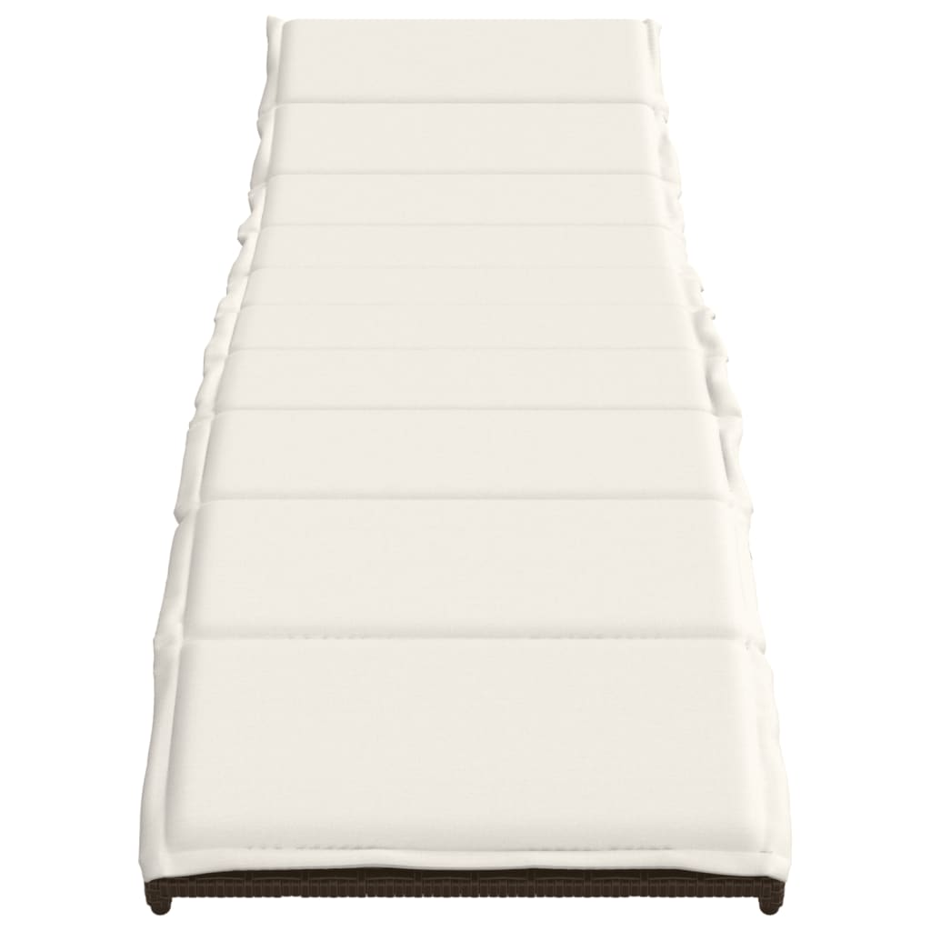 2 db barna polyrattan napozóágy párnával
