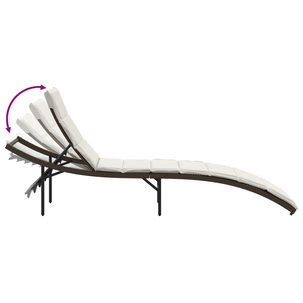 2 db barna polyrattan napozóágy párnával