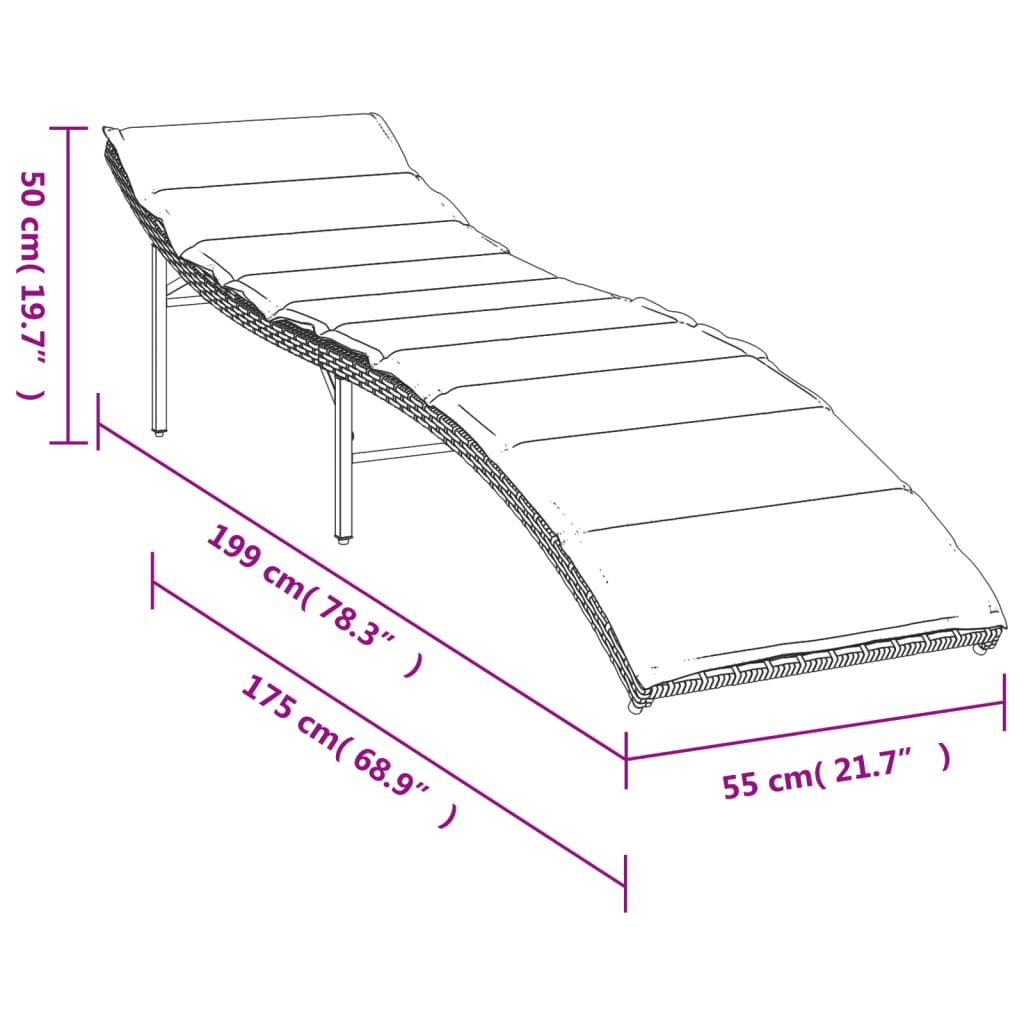 2 db barna polyrattan napozóágy párnával