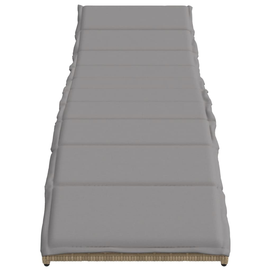 2 db bézs polyrattan napozóágy párnával