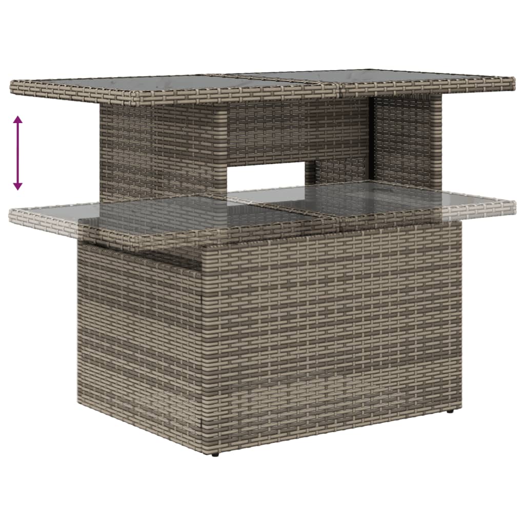8 részes szürke polyrattan kerti ülőgarnitúra párnákkal