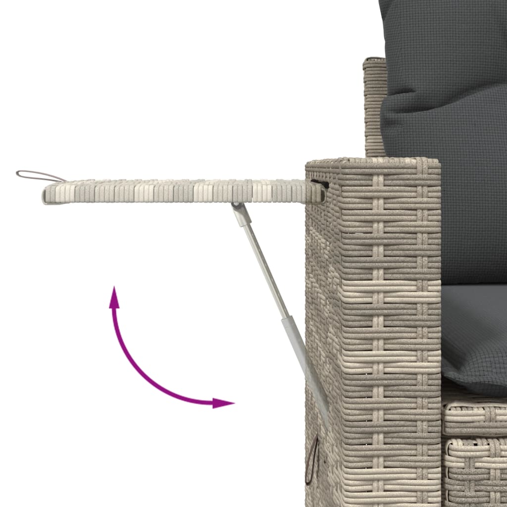 8 részes világosszürke polyrattan kerti ülőgarnitúra párnával