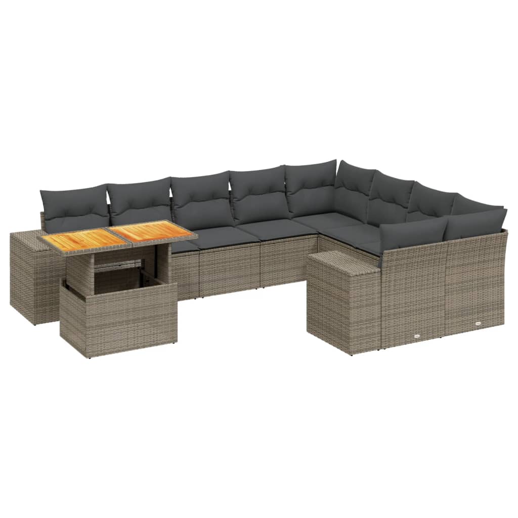 10 részes szürke polyrattan kerti ülőgarnitúra párnákkal 10 részes szürke polyrattan kerti ülőgarnitúra párnákkal