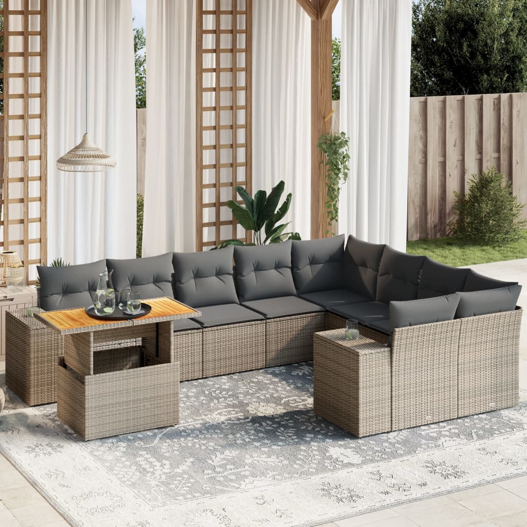 10 részes szürke polyrattan kerti ülőgarnitúra párnákkal 10 részes szürke polyrattan kerti ülőgarnitúra párnákkal