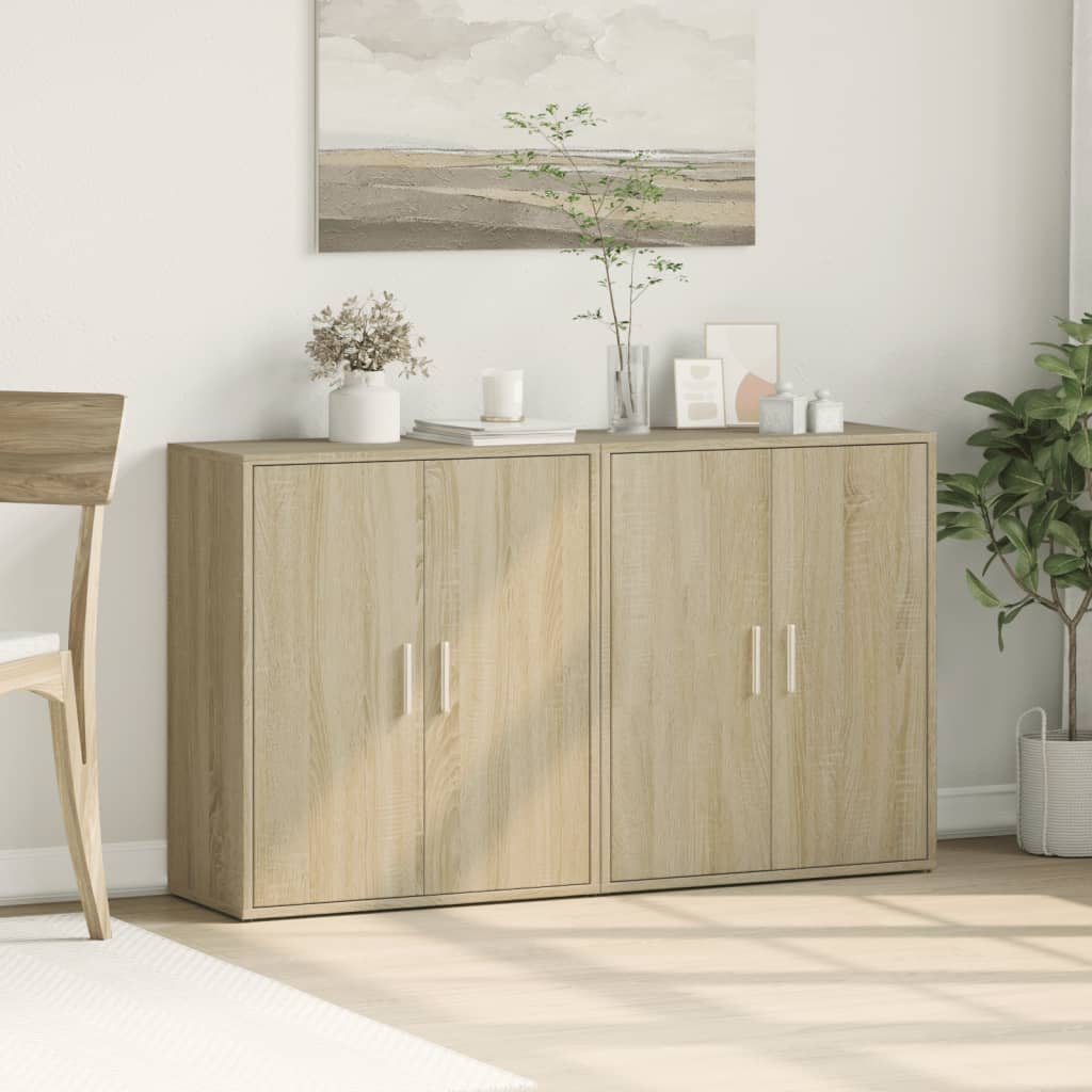 2 db sonoma tölgy színű szerelt fa tálalószekrény 60x31x70 cm