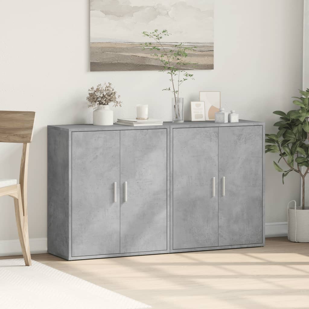 2 db betonszürke szerelt fa tálalószekrény 60 x 31 x 70 cm 2 db betonszürke szerelt fa tálalószekrény 60 x 31 x 70 cm