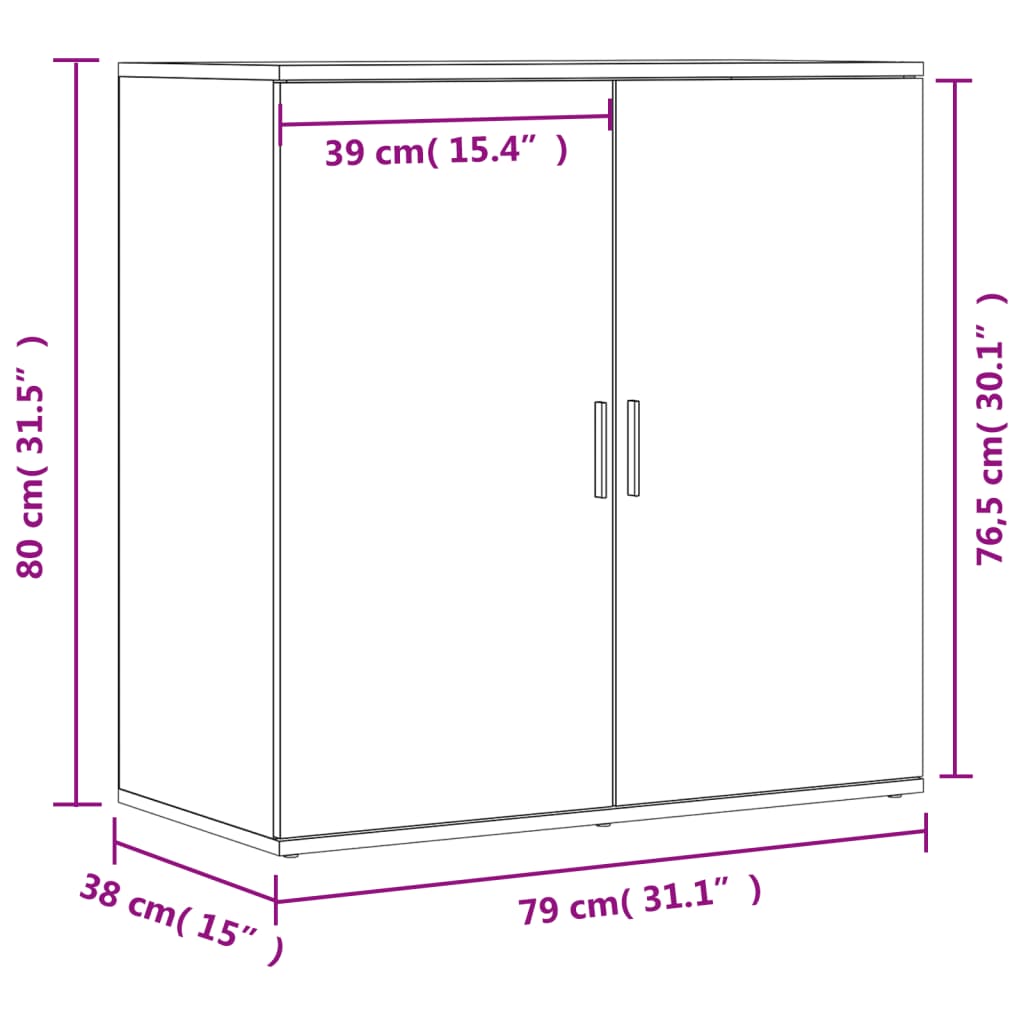 2 db sonoma tölgy színű szerelt fa tálalóasztal 79 x 38 x 80 cm