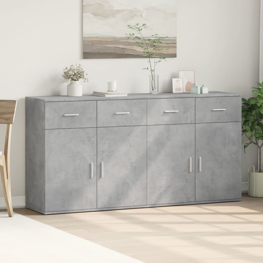 2 db betonszürke szerelt fa tálalószekrény 79 x 38 x 80 cm