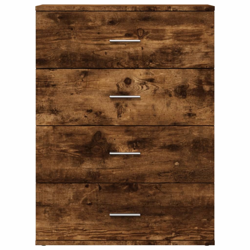 2 db füstös tölgy színű szerelt fa tálalószekrény 60x39x80 cm