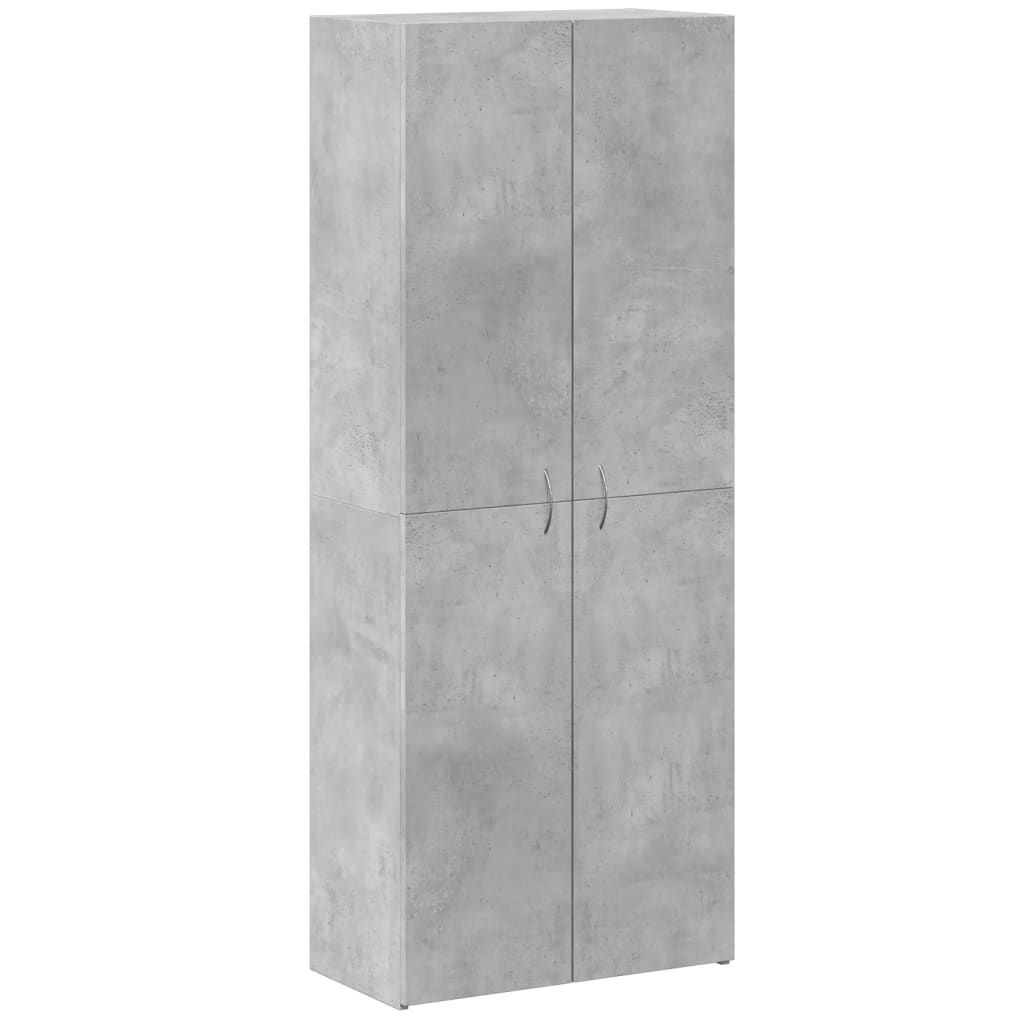 Betonszürke szerelt fa irattartó szekrény 60 x 32 x 153 cm