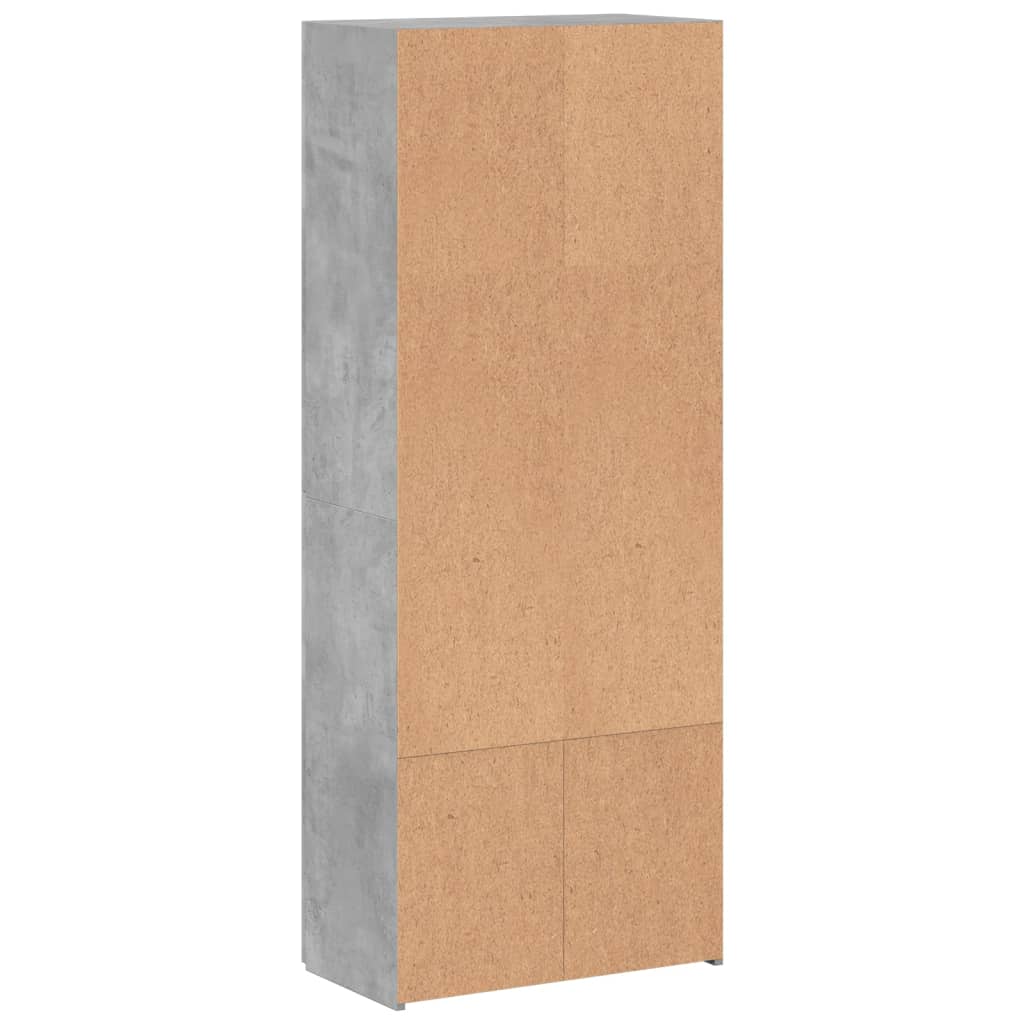 Betonszürke szerelt fa irattartó szekrény 60 x 32 x 153 cm