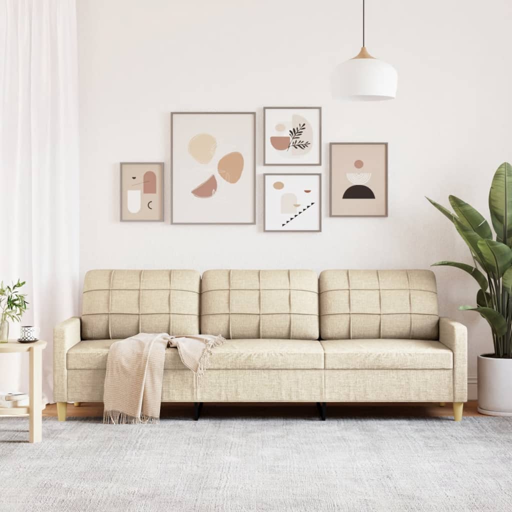 3 személyes krémszínű szövet kanapé 210 cm 3 személyes krémszínű szövet kanapé 210 cm