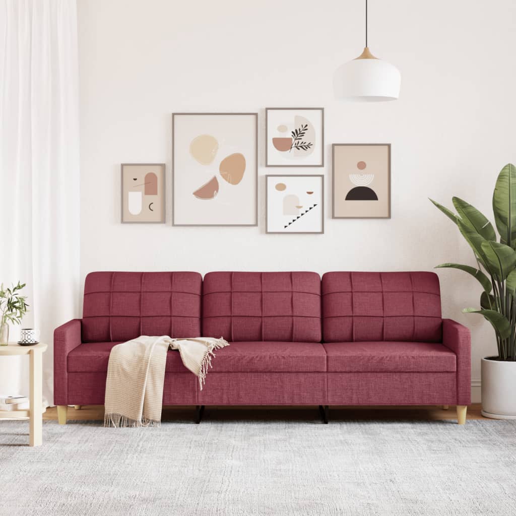3 személyes bordó szövet kanapé 210 cm