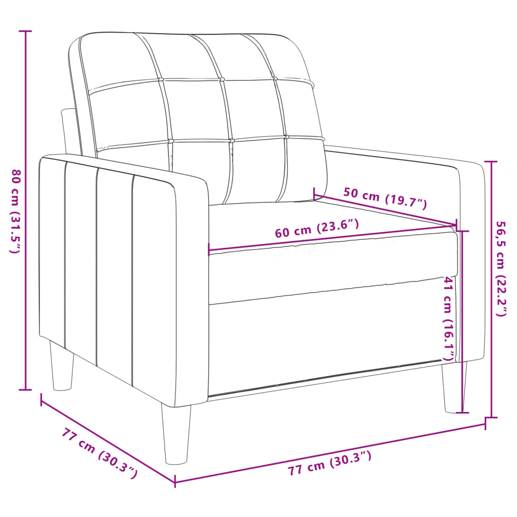 Sötétszürke bársony kanapéfotel 60 cm Sötétszürke bársony kanapéfotel 60 cm