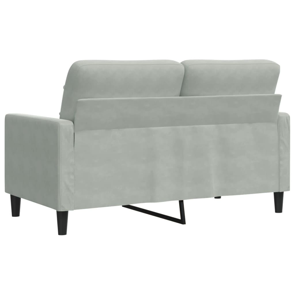Kétszemélyes világosszürke bársony kanapé 120 cm