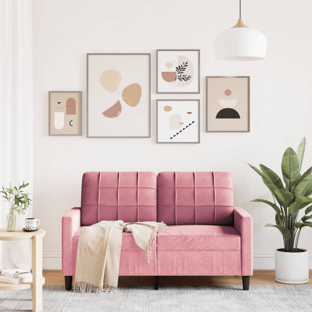 Kétszemélyes rózsaszín bársony kanapé 120 cm Kétszemélyes rózsaszín bársony kanapé 120 cm