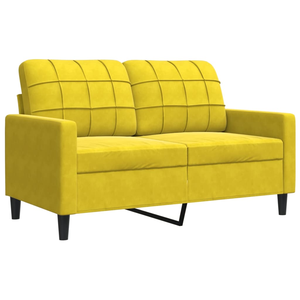 Kétszemélyes sárga bársony kanapé 120 cm