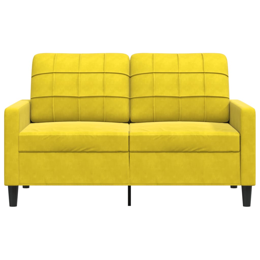 Kétszemélyes sárga bársony kanapé 120 cm