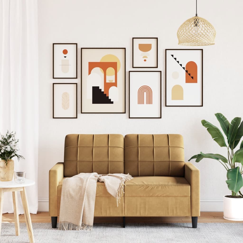 Kétszemélyes barna bársony kanapé 120 cm Kétszemélyes barna bársony kanapé 120 cm