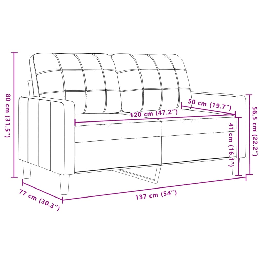 Kétszemélyes kék bársony kanapé 120 cm Kétszemélyes kék bársony kanapé 120 cm