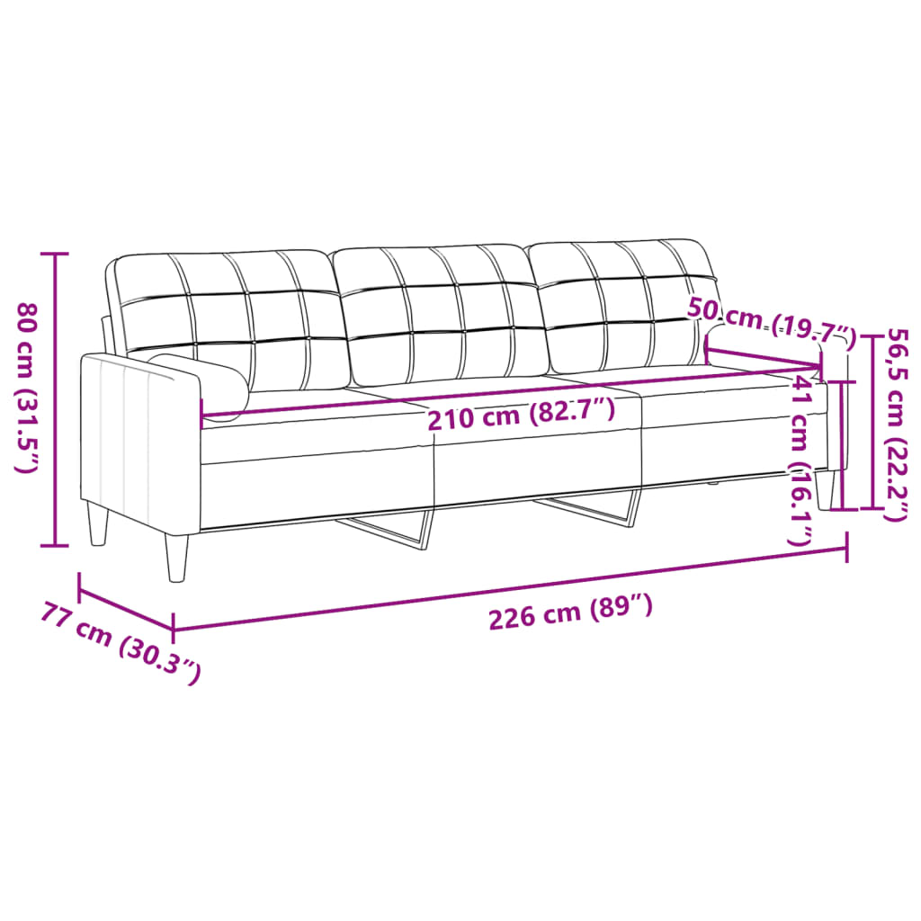 3 személyes sötétszürke szövet kanapé díszpárnákkal 210 cm 3 személyes sötétszürke szövet kanapé díszpárnákkal 210 cm