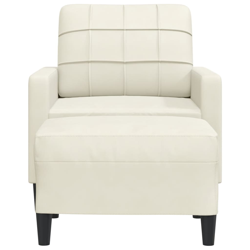Krémszínű bársony kanapéfotel lábtartóval 60 cm Krémszínű bársony kanapéfotel lábtartóval 60 cm