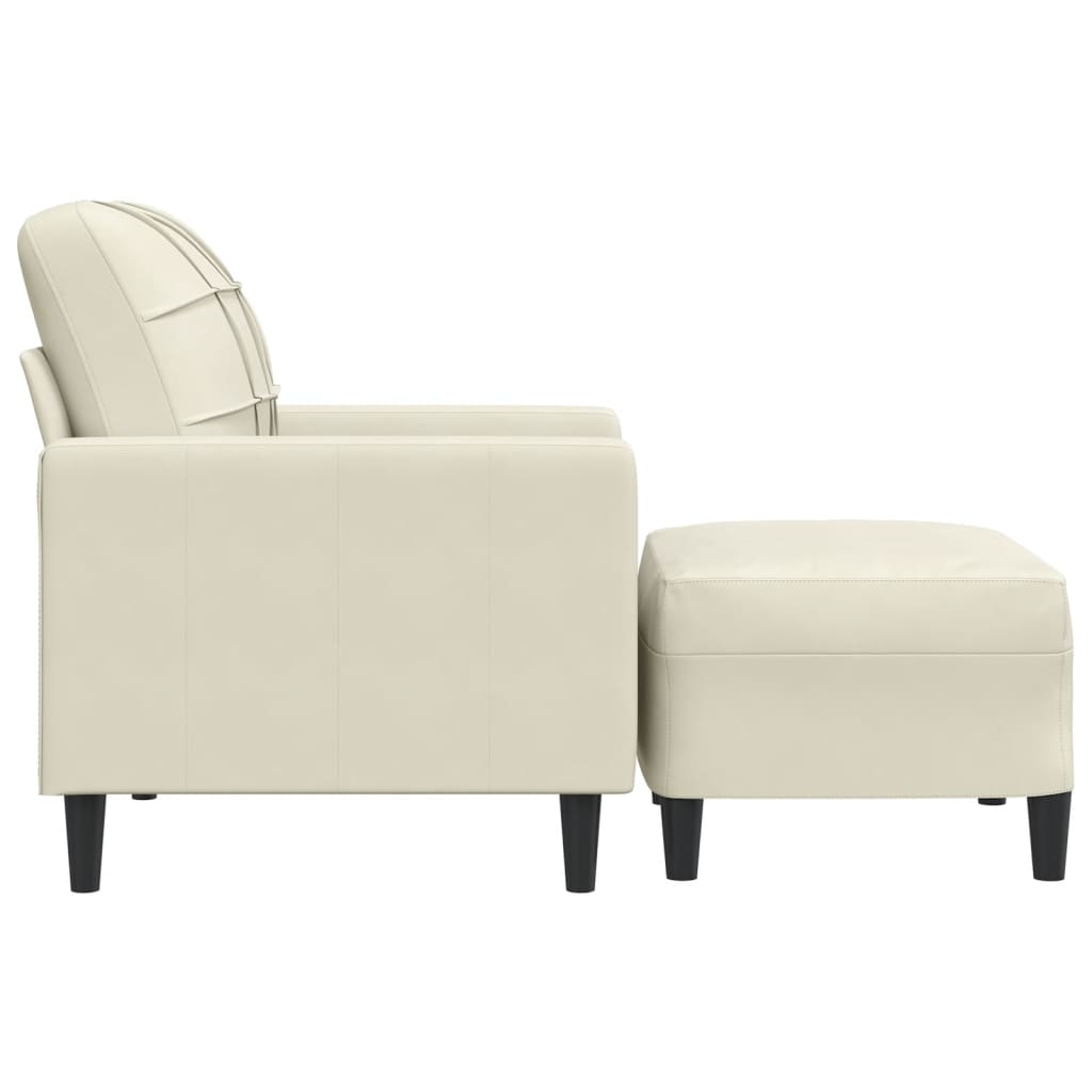 Krémszínű bársony kanapéfotel lábtartóval 60 cm Krémszínű bársony kanapéfotel lábtartóval 60 cm