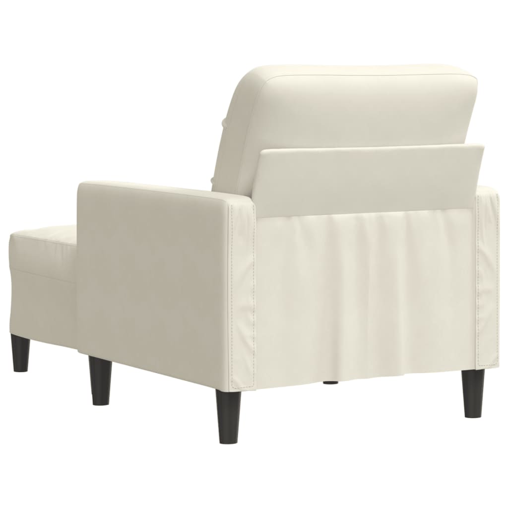 Krémszínű bársony kanapéfotel lábtartóval 60 cm Krémszínű bársony kanapéfotel lábtartóval 60 cm