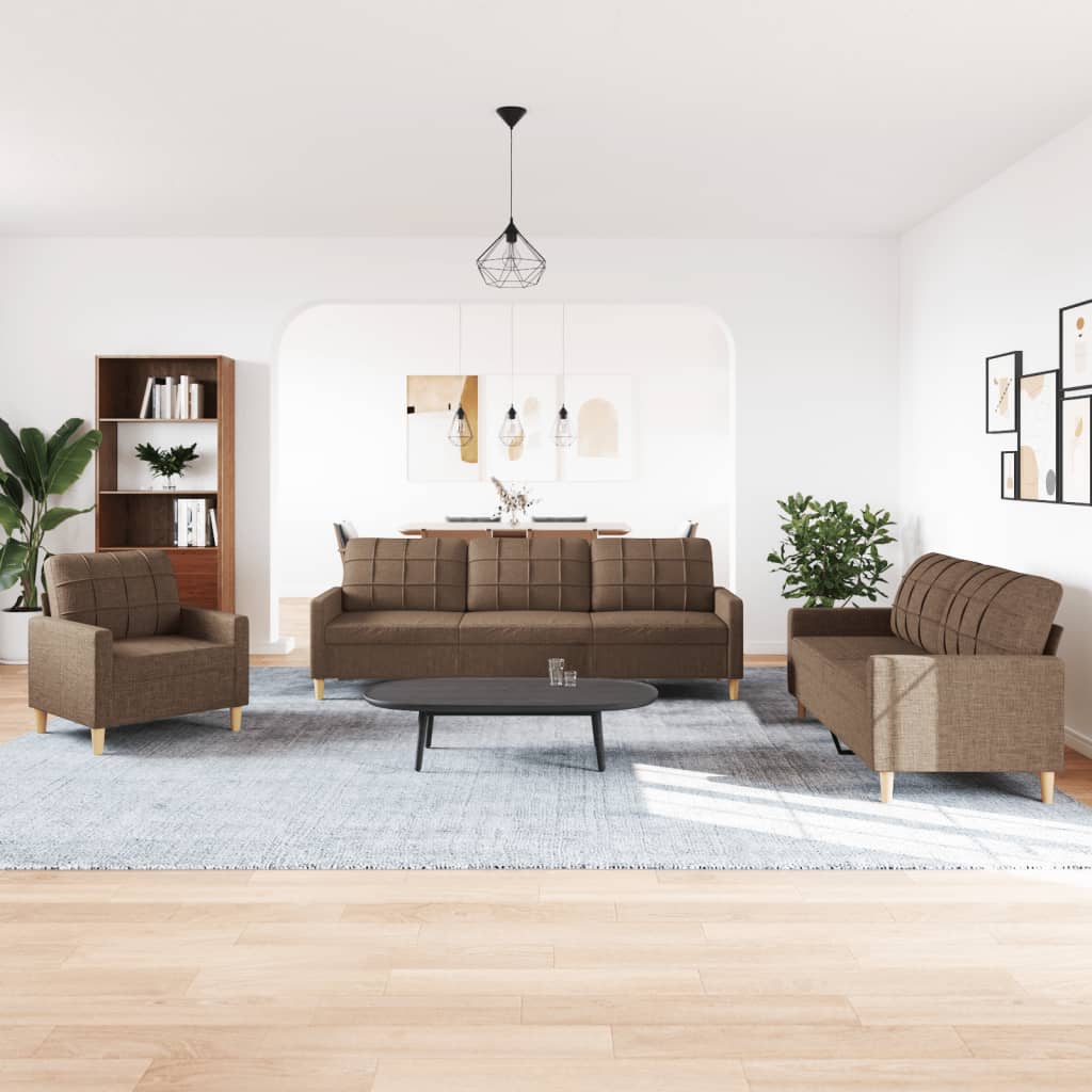 3 részes barna szövet ülőgarnitúra