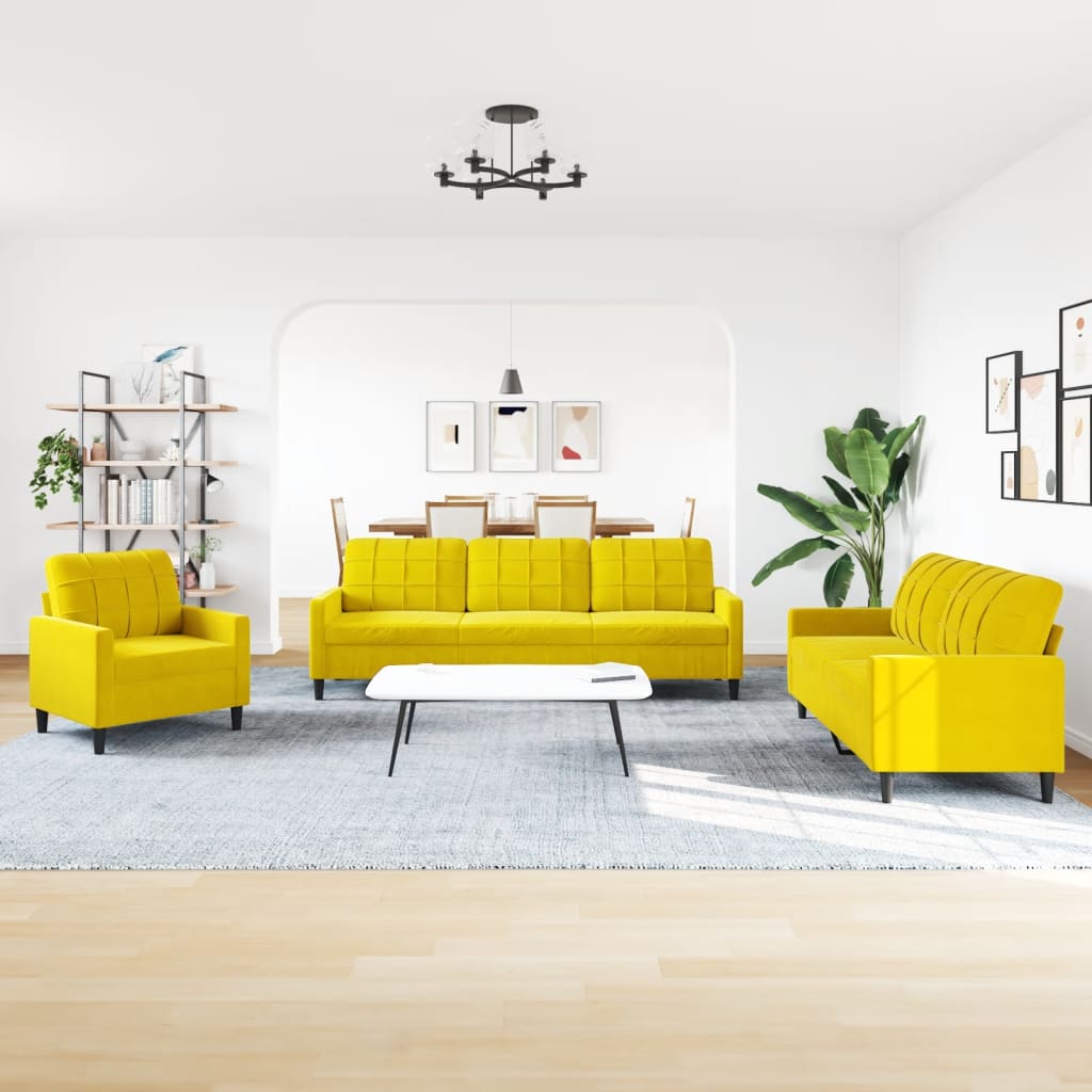 4 részes sárga bársony ülőgarnitúra párnákkal