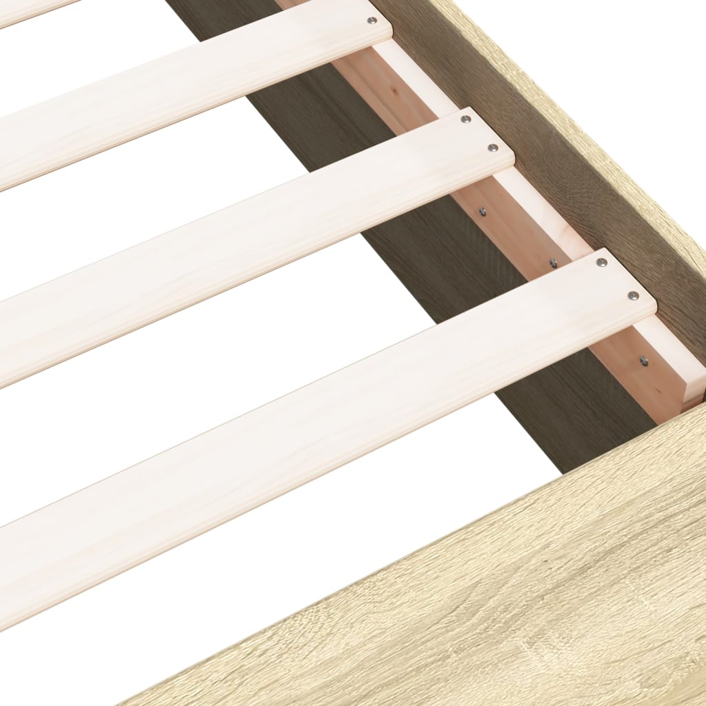 Sonoma tölgyszínű szerelt fa ágykeret 90 x 200 cm