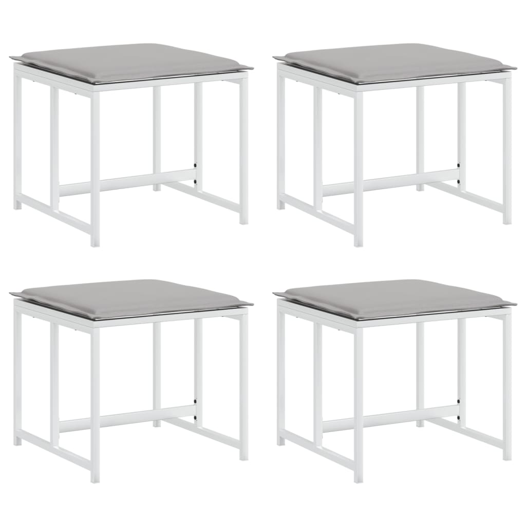4 db fehér acél és textilén kerti ülőke párnákkal