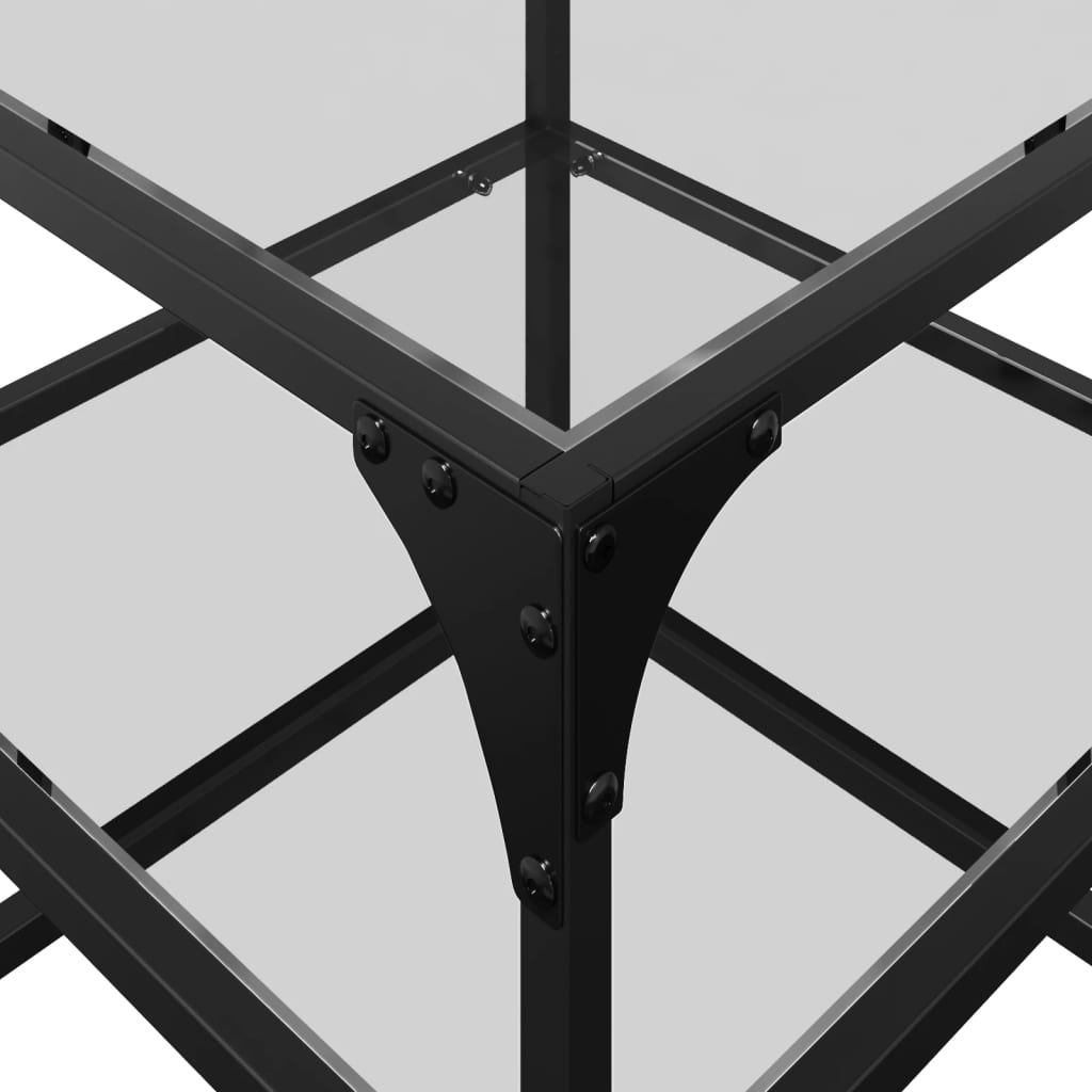 2 db acél dohányzóasztal átlátszó üveglappal 40 x 40 x 45 cm