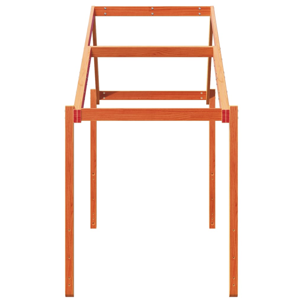 Viaszbarna tömör fenyőfa gyerekágytető 203 x 95,5 x 142 cm