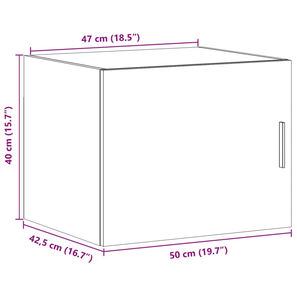 Füstös tölgy színű szerelt fa faliszekrény 50 x 42,5 x 40 cm