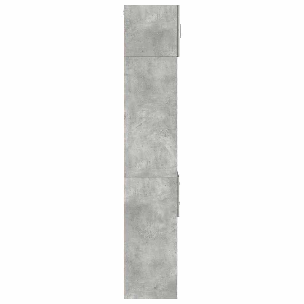 Betonszürke szerelt fa vékony tárolószekrény 30 x 42,5 x 225 cm