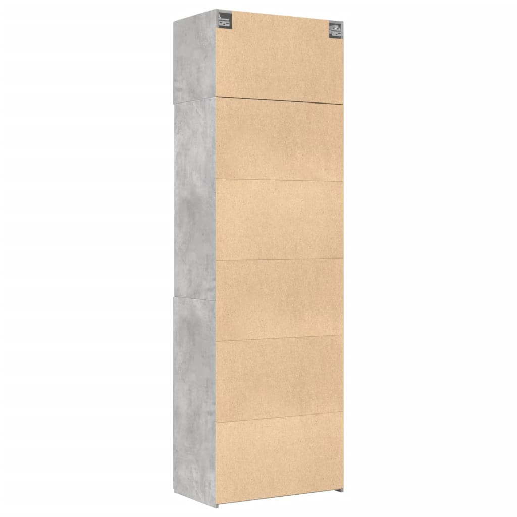 Betonszürke szerelt fa tárolószekrény 70 x 42,5 x 225 cm