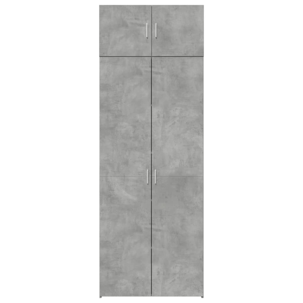 Betonszürke szerelt fa tárolószekrény 80 x 42,5 x 225 cm