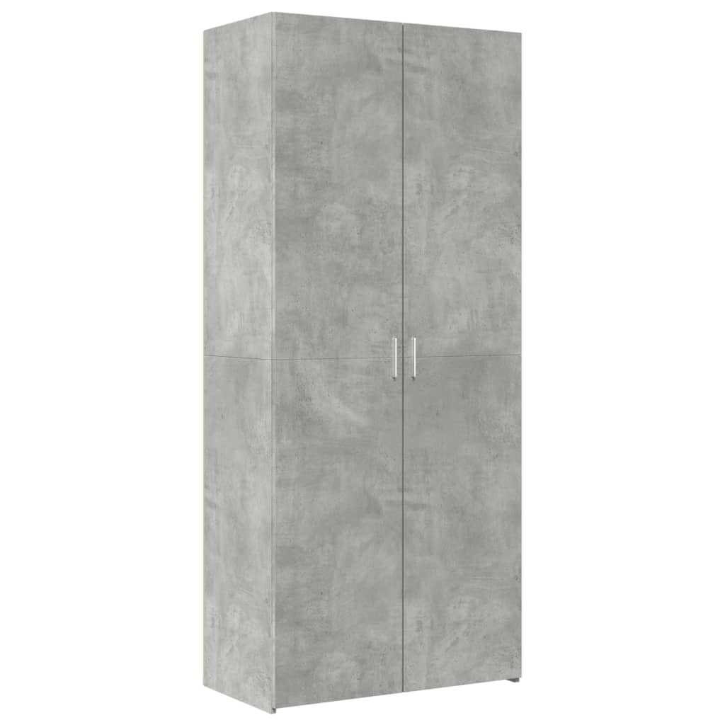 Betonszürke szerelt fa tárolószekrény 80 x 42,5 x 225 cm