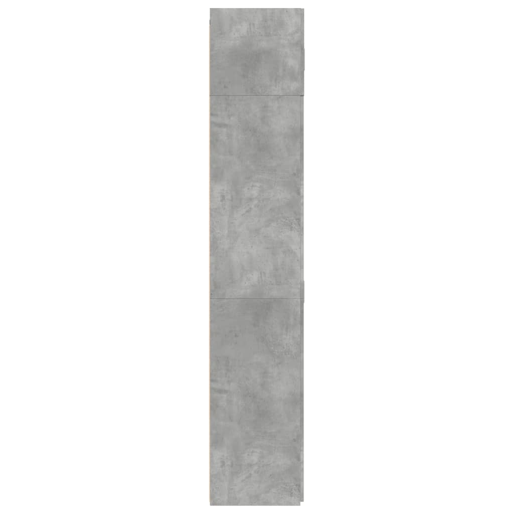 Betonszürke szerelt fa tárolószekrény 80 x 42,5 x 225 cm