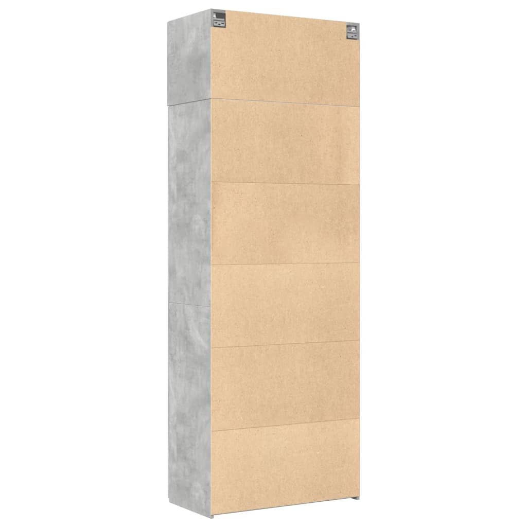Betonszürke szerelt fa tárolószekrény 80 x 42,5 x 225 cm